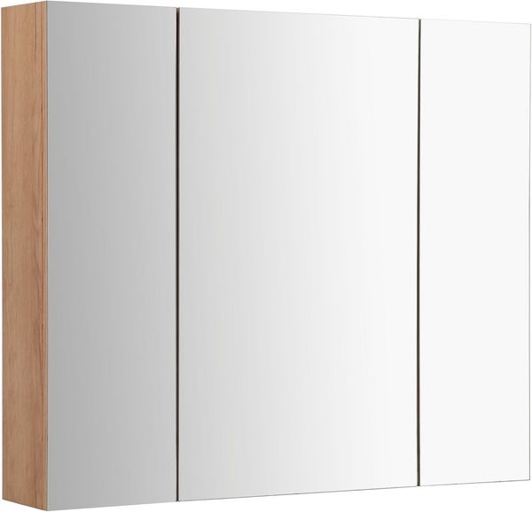 welltime Spiegelschrank Lund Bad Spiegel WC Wandspiegel Badezimmerspiegel ohne LED Badschrank Badezimmerspiegelschrank Spiegel Breite 80cm mit 3 Türen