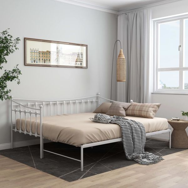 Ausziehsofa Bettgestell Weiß Metall 90x200 cm [324759]