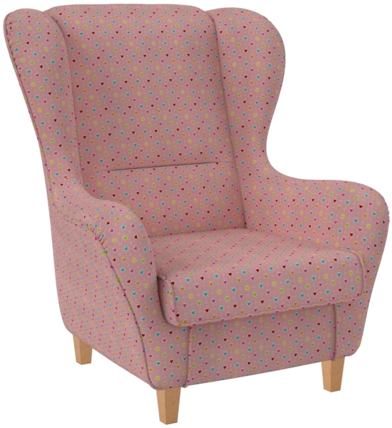Supellex Sofia Ohrensessel mit Hocker | Design Herzchen Rosa Bild 2