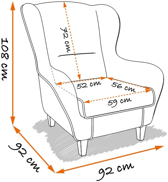Supellex Sofia Ohrensessel mit Hocker | Design Herzchen Rosa Bild 4