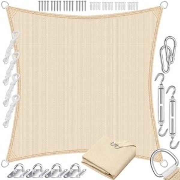 KESSER® Sonnensegel Sonnenschutz Windschutz | HDPE Gewebe | wasserabweisend & windabweisend | 5-Fach quer vernäht robust & stabil Schattenspender Garten Balkon Terrasse Rechteck, Creme, 2x3m Bild 6