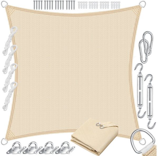 KESSER® Sonnensegel Sonnenschutz Windschutz | HDPE Gewebe | wasserabweisend & windabweisend | 5-Fach quer vernäht robust & stabil Schattenspender Garten Balkon Terrasse Rechteck, Creme, 2x3m Bild 5