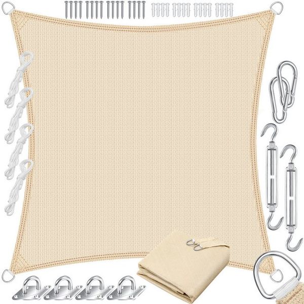 KESSER® Sonnensegel Sonnenschutz Windschutz | HDPE Gewebe | wasserabweisend & windabweisend | 5-Fach quer vernäht robust & stabil Schattenspender Garten Balkon Terrasse Rechteck, Creme, 2x3m Bild 4