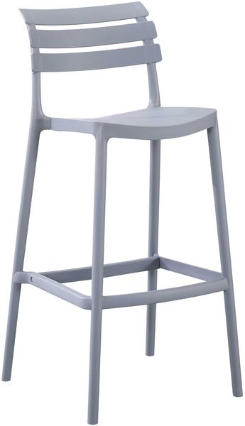 CLP Barhocker Rafan mit Lehne wetterfest UV-beständig robust bis 150 kg belastbar,grau