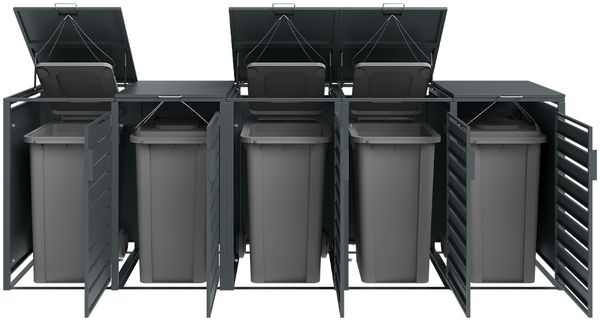 STEELSØN 'Kestra' Mülltonnenbox 5er je 240 Liter, anthrazit, Mülltonnenverkleidung aus Stahl, wetterfest, 116x80x337 cm, Müllbox für 5 Tonnen Bild 7