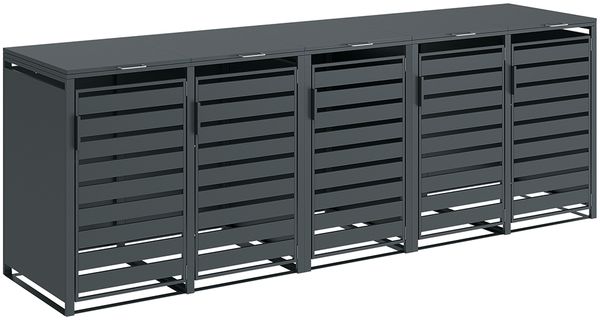 STEELSØN 'Kestra' Mülltonnenbox 5er je 240 Liter, anthrazit, Mülltonnenverkleidung aus Stahl, wetterfest, 116x80x337 cm, Müllbox für 5 Tonnen Bild 8