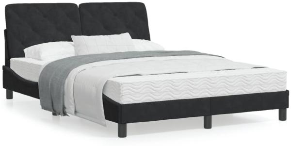 vidaXL Bett mit Matratze Schwarz 120x200 cm Samt 3208648