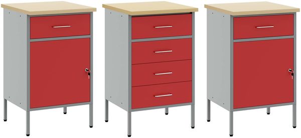 vidaXL Werkbank mit Schubladen 3 pcs Rot und Grau 150 x 55 x 85 cm 3321369 Bild 5