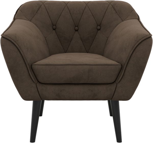 Polstersessel PIRS 1 skandinavischer Design 1-Sitzer, Sessel mit Wellenfederung, schwarze Füße, Einzelsessel, Hoher Sitzkomfort - Braun Velvet Bild 7