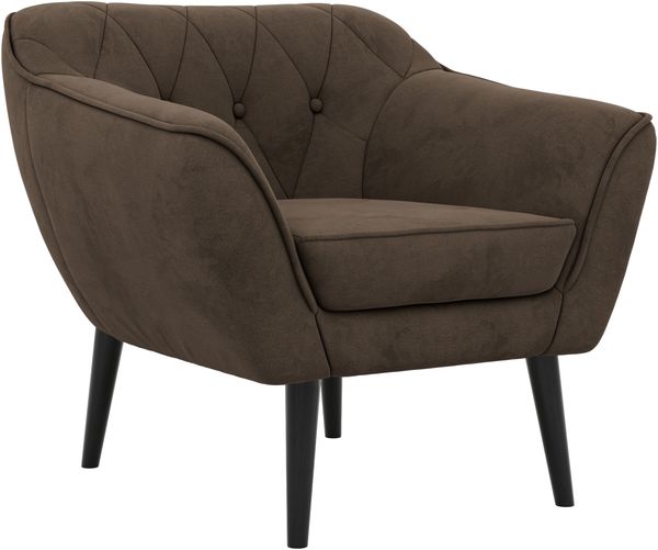 Polstersessel PIRS 1 skandinavischer Design 1-Sitzer, Sessel mit Wellenfederung, schwarze Füße, Einzelsessel, Hoher Sitzkomfort - Braun Velvet Bild 6