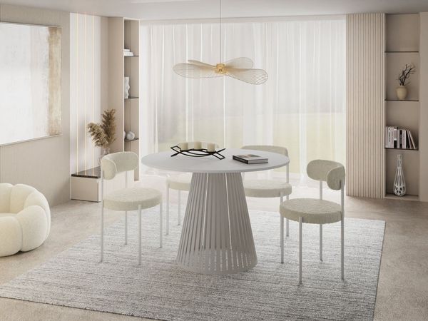 WFL GROUP Esstisch Naro ausziehbar rund modern mit Metallbeinen in Kaschmir (MADE IN EU, erhältlich in 2 Größen – 100/120 cm, ausziehbar auf 180/200 cm), platzsparender Tisch für kleine Küche, Esszimmer oder Wohnzimmer