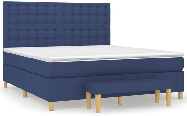 vidaXL Boxspringbett mit Matratze Blau 160x200 cm Stoff 3137491 Bild 2