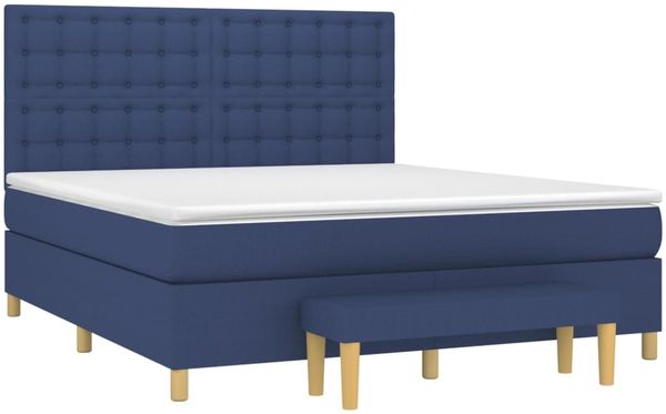 vidaXL Boxspringbett mit Matratze Blau 160x200 cm Stoff 3137491 Bild 3