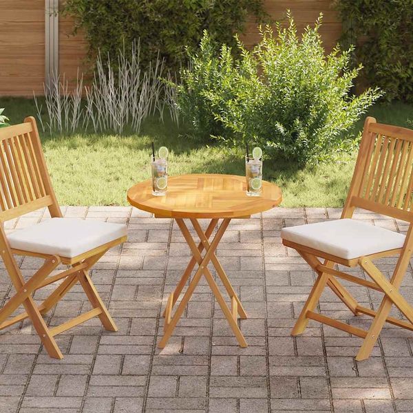 vidaXL Tischplatte Massivholz Teak Rund 2,5 cm 70 cm 48985