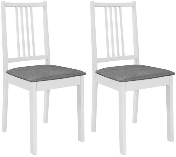 Esszimmerstühle mit Polstern 2 Stk. Weiß Massivholz [247636]