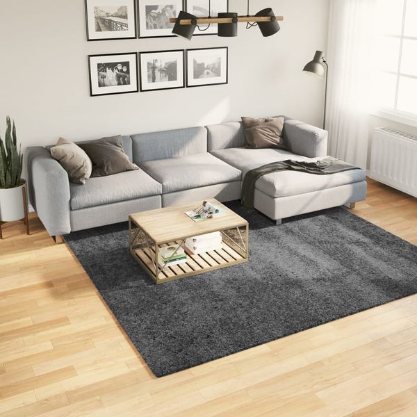 vidaXL Teppich OVIEDO Kurzflor Anthrazit 240x240 cm 375474
