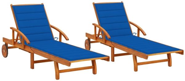 vidaXL Sonnenliegen 2 Stk. mit Auflagen Massivholz Akazie 3077340