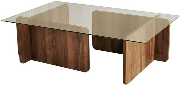 Dmora Wohnzimmertisch Teti, Niedriger Wohnzimmertisch, Kaffeeregal, Couchtisch für Sofa, 105x65h40 cm, Nussbaum