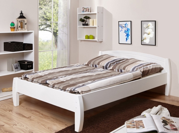 Doppelbett "Jasmin" 140x200 Kiefer massiv weiß