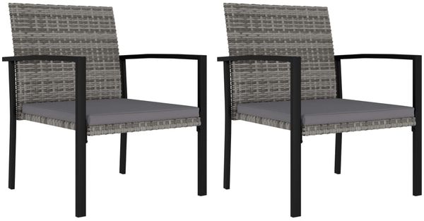 vidaXL Garten-Essstühle 2 Stk. Poly Rattan Grau 315112