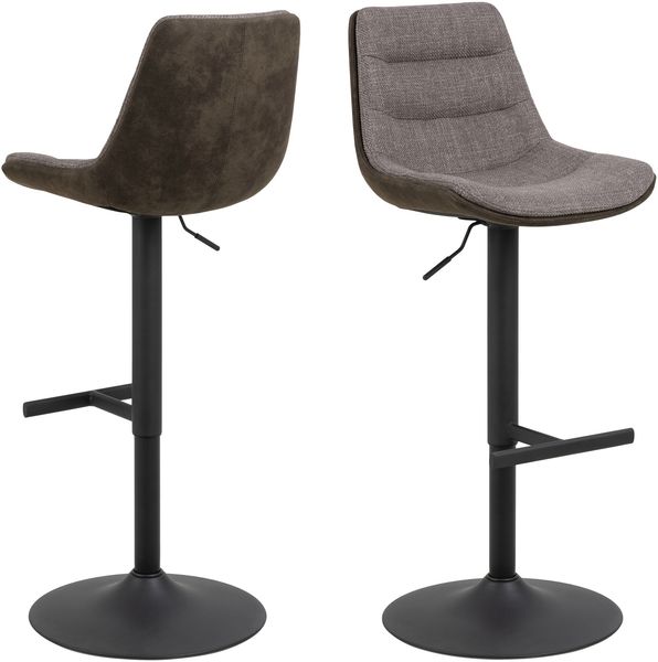 Barhocker >Adisa< (2er-Set) in graubraun, Polyester, Stahl - 47x95x52,5 (BxHxT)