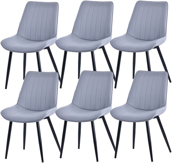 HOMAVO 6er-Set 'YZ1' Esszimmerstuhl mit Metallgestell, Kunstleder dunkelgrau, 53 x 62,5 x 88 cm