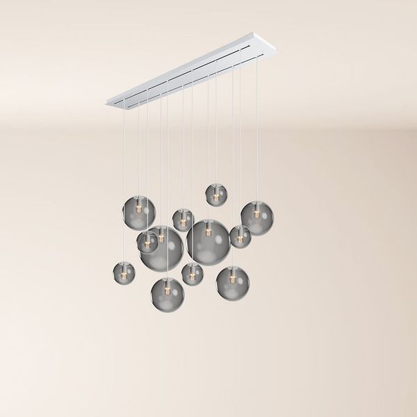 s.luce Orb Esszimmerlampe 12-flammig 160cm 2-reihig Rauch