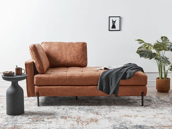 Beliani 'REBAIS' Chaiselounge, Kunstleder, linksseitig, Goldbraun