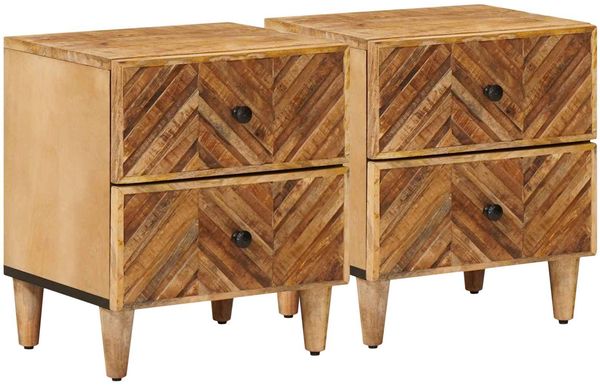 vidaXL Nachttisch 2 pcs Braun 40 x 33,5 x 46 cm Massivholz Mango 4018915