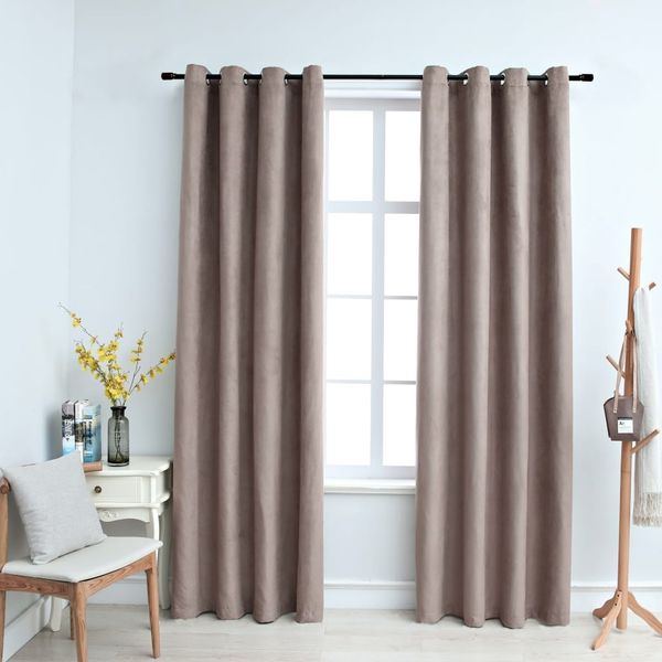 vidaXL Verdunkelungsvorhänge mit Metallösen 2 Stk. Taupe 140x245 cm 134478