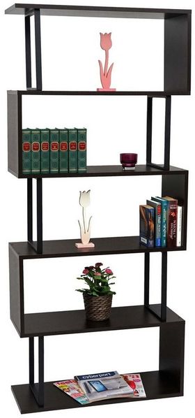 PROREGAL® Bücherregal Bücherregal HxBxT 183 x 80 x 30 cm 5 Ebenen Dunkelbraun Metall Schwarz, vielseitig, robust und pflegeleicht - einfach schön