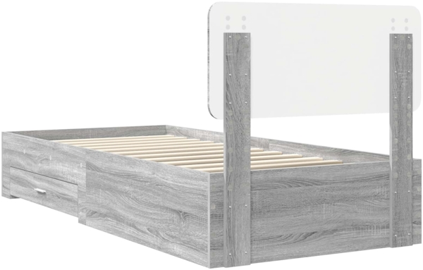 vidaXL Bettrahmen mit Kopfteil Graues Sonoma 75x190 cm Holzwerkstoff 3412441 Bild 8