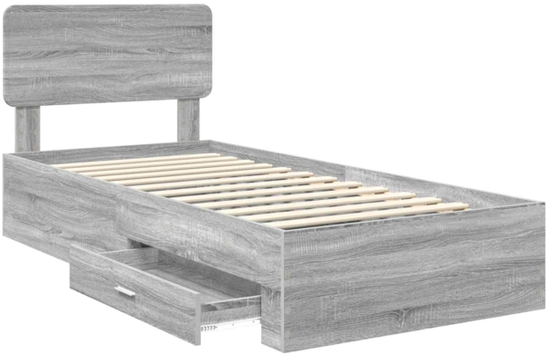 vidaXL Bettrahmen mit Kopfteil Graues Sonoma 75x190 cm Holzwerkstoff 3412441 Bild 4