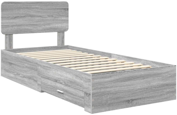 vidaXL Bettrahmen mit Kopfteil Graues Sonoma 75x190 cm Holzwerkstoff 3412441 Bild 3