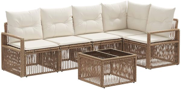 vidaXL Gartensofa-set 6 pcs Beige Poly-Rattan 3435714