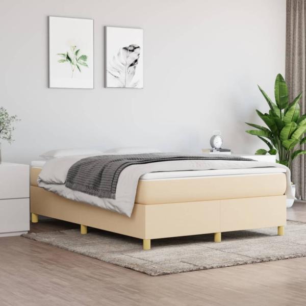 vidaXL Boxspringbett mit Matratze Creme 140x200 cm Stoff, Härtegrad: H2 [3144527]