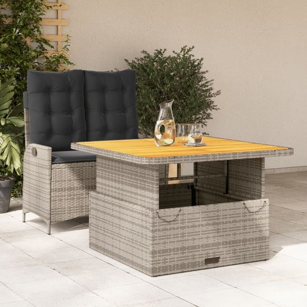 vidaXL 2-tlg. Garten-Essgruppe mit Kissen Grau Poly Rattan 3277463