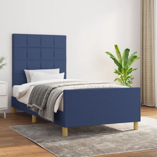 vidaXL Polsterbett mit Kopfteil Stoff Blau 80x200 cm