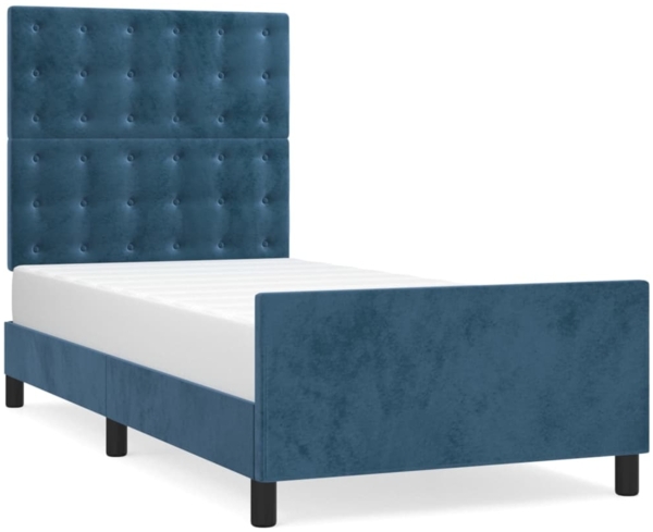 vidaXL Bettgestell mit Kopfteil Samt Dunkelblau 100x200 cm
