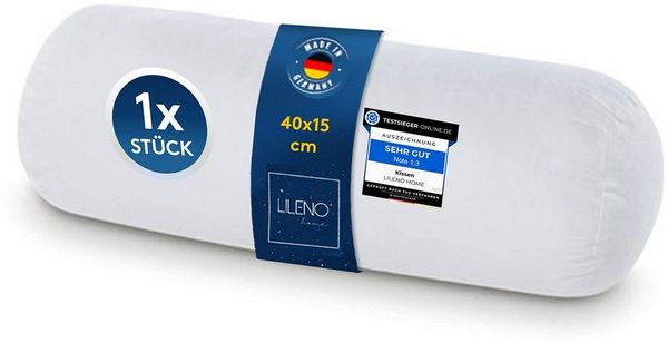 LILENO HOME Microfaserkissen - geeignet für Allergiker, in verschiedenen Größen - Made in Germany, Füllung: 100% Polyester, Rückenschläfer, Seitenschläfer, Bauchschläfer, Set, 1er Set, Nackenrolle 15x40 cm + Reißverschluss, Nackenkissen allergikergeeignet