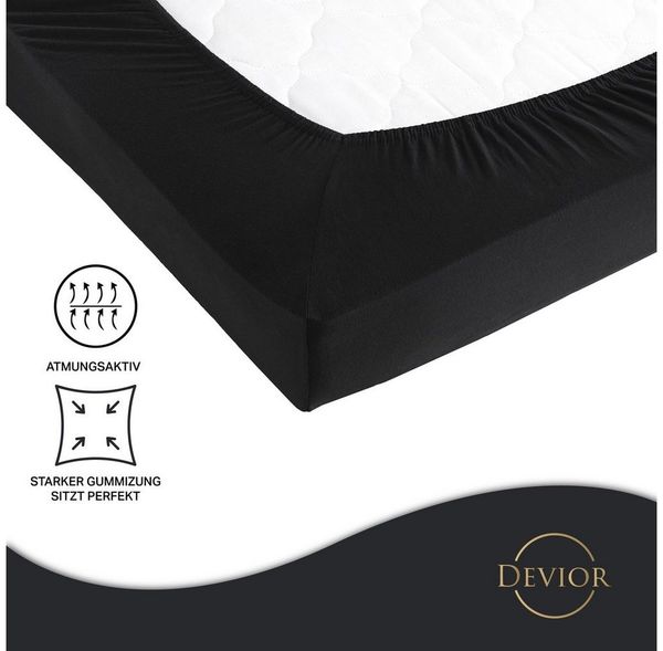 Devior Spannbettlaken Heavy aus 100% Baumwolle mit 160 g/m² - Blickdicht mit Einlaufschutz, Jersey, Gummizug: Rundumgummizug, Laken bis 32cm Matratzenhöhe - Spannbettlaken 140x200 cm Blickdicht