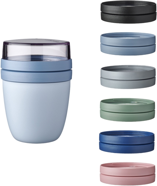 Mepal | Lunchpot Vario Ellipse | erstelle dir deinen Lunchpot wie er dir gefällt | Praktischer Müslibecher | Geeignet für Tiefkühler, Mikrowelle & Spülmachine | Nordic Blue