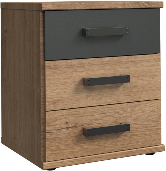 Schubkastenkommode 1 CORK Plankeneiche graphit industrial