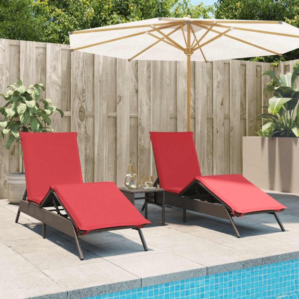 vidaXL Sonnenliegen 2 Stk. mit Tisch Braun Poly Rattan 4002717