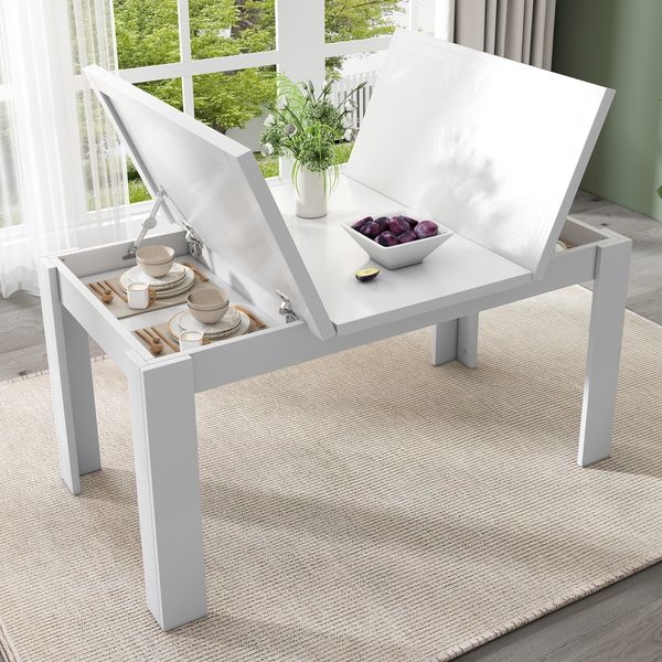 Esstisch 120×70cm mit verstecktem Stauraum Klappbare Tischplatte,platzsparender Multifunktionstisch