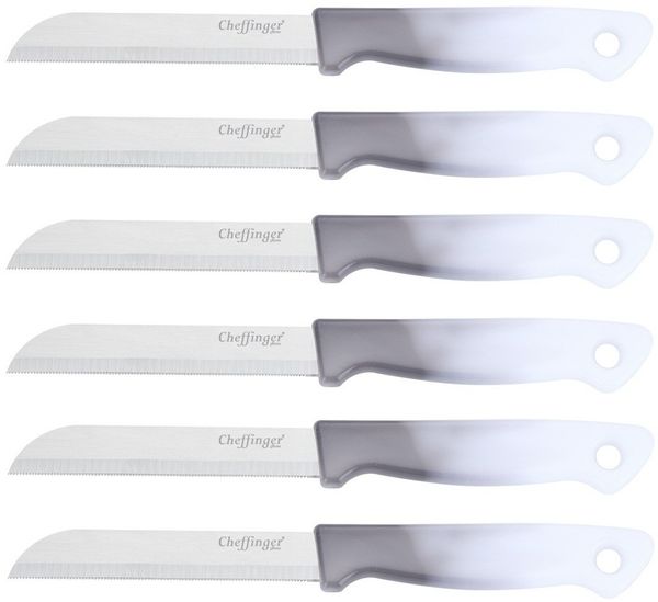 6 Stück Küchenmesser 18 cm mit ergonomischem Griff - vielseitig & pflegeleicht, Grau