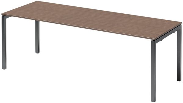 BISLEY Cito Schreibtisch, 740 mm höhenfixes U-Gestell, Metall, Wn334 Dekor Nußbaum, Gestell Anthrazitgrau, 80 x 220 x 85 cm
