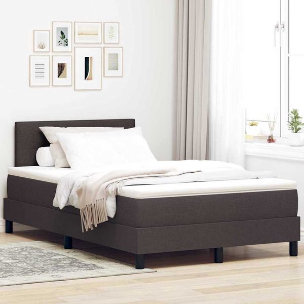 vidaXL Boxspringbett mit Kopfteil Dunkelbraun 120 x 200 cm Stoff 3338681