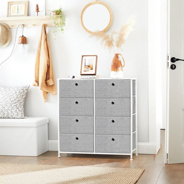 SONGMICS Kommode Aufbewahrungsschrank, mit Metallgestell, Oxford-Gewebe, Tischplatte, für Wohnzimmer