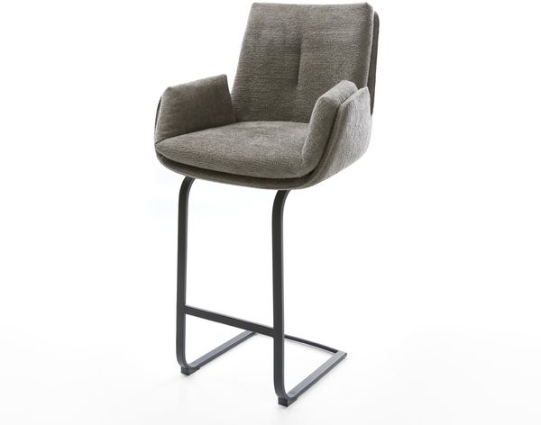 Barstuhl Clea-Flex Bouclé Soft Schlamm Freischwinger Flach Metall Schwarz